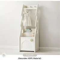 habeig Kinderkleiderschrank Garderobenständer mit Kommode, 129 cm Höhe, Weiß Kleiderständer Abgerundete Kanten