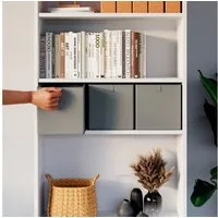 Clutter Cover Aufbewahrungsbox für Billy Regal, 3er-Set, Grau oder Anthrazit, Kiste für Bücherregal