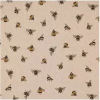 SCHÖNER LEBEN. Stoff Dekostoff Meterware Halbpanama Leinenlook Bee Buzzing gelb 140cm, pflegeleicht