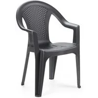 Mojawo Armlehnstuhl Stapelstuhl Gartenstuhl Kunststoff Ischia Rattan-Optik Anthrazit