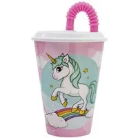 Stor Trinkflasche Trinkbecher 430 ml mit Deckel und Strohhalm