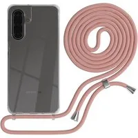 EAZY CASE Handykette Hülle mit Band für Samsung Galaxy A17 6,7 Zoll, Ketten Hülle Schultergurt Schutzhülle Tasche mit Band Altrosa Unifarbe