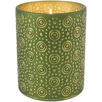 Marrakesch Orient & Mediterran Interior Windlicht Windlicht Hailey Grün 12,5 cm Glas Kerzenhalter Tischdeko rund edel (1 St), Handarbeit