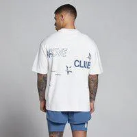 MP Herren Hybrid Grafik Oversized-Baumwoll-T-Shirt – Weiß/Schieferblau - L