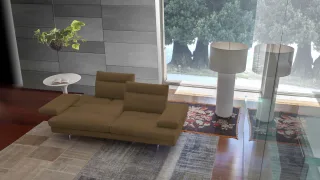CALIA ITALIA 3-Sitzer "Toby Wing, 208 cm breit, Designsofa mit hohem Sitzkomfort" inklusive Sitztiefenverstellung, Füße in Chrom glänzend