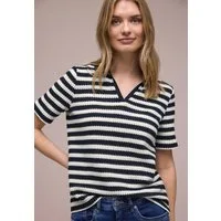 STREET ONE Poloshirt Sommer-Strick-Polo mit Streifen