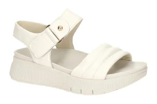 Gabor 84.610 Damen Sandalette Wei? Latte Keilabsatz PU Plateau Riemchen