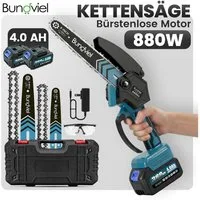 Bundviel Akku-Kettensäge 8 Zoll + 6 Zoll Elektro Mini Kettensäge mit 2x 4.0Ah Akkus, Mehrfacher Sicherheitsschutz, für Garten Holz und Astscheren