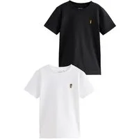 Next T-Shirt 2er-Pack T-Shirts mit Hirsch-Stickerei Baumwolle (2-tlg)