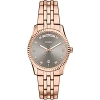 Fossil Quarzuhr Scarlette ES5459, Armbanduhr, Damenuhr, Edelstahlarmband, analog, Tag, Wochentag