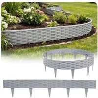Huracan Beetumrandung Kunststoff Rasenkante Rattan-Optik, Beeteinfassung Beetumrandung Gartenpalisade, Wetterfeste UV-beständige Beetzaun Randsteine, Flexible Steckmontage für Blumenbeete Rasen Garten