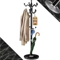 Casaria Kleiderständer, Marmorsockel Metall 14 Haken 360° Drehbar Stabil Modern 37x37x175cm