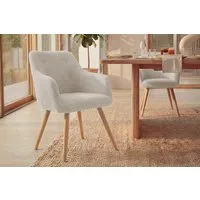 riess-ambiente Esszimmerstuhl SCANDINAVIA MEISTERSTÜCK beige/natur- Strukturstoff, Gummibaum, massiv (Einzelartikel, 1 St), Nordischer Stuhl - ideal für Esszimmer, Wohnbereich oder Homeoffice