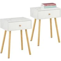 relaxdays Nachttisch Marmoroptik & Holzbeine (2er Set, 2-St., Nachttischschrank in Einzelteilen in Set-Anzahl nach Wahl), 2er Pack