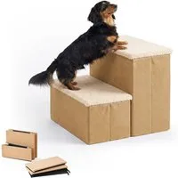 relaxdays Haustiertreppe Faltbare Hundetreppe mit Stauraum, Beige, S