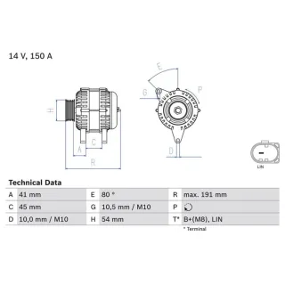 Bosch Lichtmaschine 150A Ford Galaxy Mondeo S-Max 2,0 0986083620
