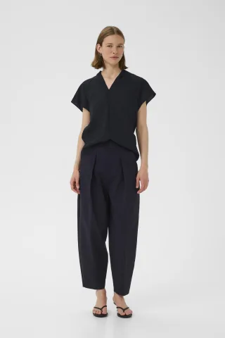 Kurzarm-Bluse AdeliaIW Gerade Passform dark blue