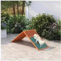 PawHut Agility-Wippe Agility-Ausrüstung mit klappbare Brücke, rutschfeste Oberfläche, Tannenholz, Agility-Gerät (1-tlg) für Garten, 173 x 59 x 66 cm, Orange