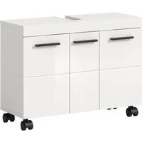 welltime Waschbeckenunterschrank AVON, Breite 80 cm, 3 Türen, 3 Einlegböden, 6 Fächer (mit Siphonausschnitt 22x8 cm, Rückwand mit Ausschitt) Badmöbel, Badschrank, Unterschrank, Waschtisch, Kommode, Bad