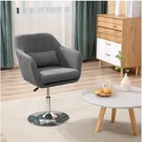 HOMCOM Relaxsessel Loungesessel mit Metallrahmen Lesesessel mit Mikrotuch (gepolstert Drehstuhl, 1-St., höhenverstellbar Loungesessel), für Schlafzimmer, Wohnzimmer, Dunkelgrau