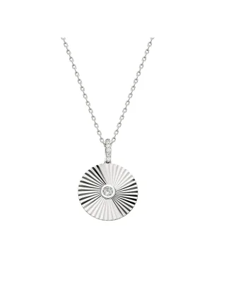 Dkeniz Anhänger mit Kette Coin 925/- Sterling Silber Zirkonia Weiß