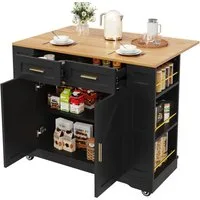 REDOM Küchenwagen Multifunktionale Kücheninsel, (Moderne Multifunktionale Kücheninsel mit Ausziehbarer Tischplatte, Großem Stauraum & Skandinavischem Design – Multifunktionaler Speisewagen mit Holzmaserung und Eleganten Metallgriffen)