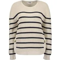 Blue Seven Streifenpullover 247956 Damen Strickpullover mit Streifen - Gestreifter Pullover mit Rundhals
