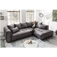 riess-ambiente Ecksofa CLAN 320cm anthrazit, Eckcouch · XXL · inkl. Kissen · Samt · Wohnzimmer · Modern Design