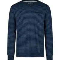 Phil & Co. Pyjamaoberteil Herren-Langarmshirt geringelt Single-Jersey Streifen