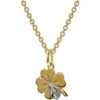 trendor Kette mit Anhänger 39480, Kleeblatt mit Diamant Gold 333 an goldplattierter