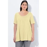 Ulla Popken T-Shirt T-Shirt Zierfalten A-Linie Rundhals Halbarm Modal