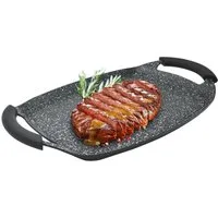 Kitchen Pro + Grillpfanne Deluxe Grillplatte, Aluminium, Antihaftbeschichtung, Abnehmbarer Griff, Edelstahl Rostfrei