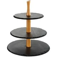 APS Etagere 3-stufige Etagere, Massivholz, mit Holzständer, 3-stöckig