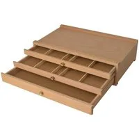 Artina Aufbewahrungsbox Malkoffer leer Troyes mit 3 Schubladen (BxTxH), 41x26x11cm, Utensilienkoffer Holzkoffer aus Buchenholz - Malkoffer