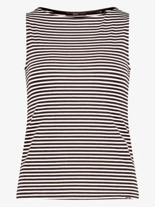 zero - Gestreiftes Tanktop braun/weiß - Gr. - 38