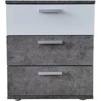 HTI-Living Nachtschrank Nachtkommode 3 Schubladen Nina Beton Weiß (Stück, 1-St., 1 Nachtschrank) Nachtschrank Nachttisch