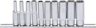 KS Tools 1/4" 12-kant-Stecknuss-Satz, lang, 10-tlg - 917.0630