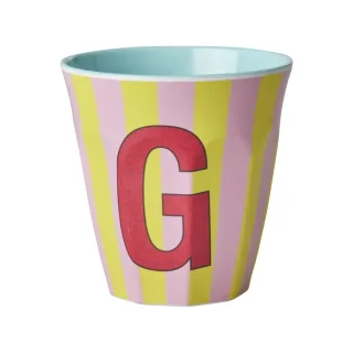 Rice Melamin Becher Buchstabe G / Streifen / Pink 250ml