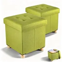 BlingBin Sitzhocker Platzsparender klappbarer Sitzhocker mit viel Stauraum und Deckel (2er Set, 2 St., 38 x 38 x 40 cm (B/H/T), gepolsterter Kubushocker mit Holzfüßen für Wohnzimmer und Schlafzimmer