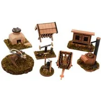 Geschenkestadl Krippen-Zubehör 6 oder 8 teiliges Krippenzubehör aus Holz (8 St)