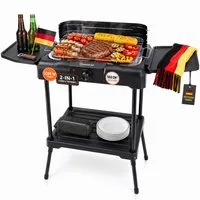 Sommertal Elektrogrill BBQ231 Elektrogrill Balkongrill 2200W Camping Grill, 2200 W, 2in1 Tischgrill mit Standfuß Stufenloser Temperaturregler
