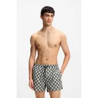 HUGO Badeshorts AARON mit Schachbrett-Logos, elastischer Bund