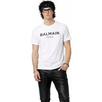 Balmain Paris T-Shirt Herren Flocked Tee Logo Straight Fit