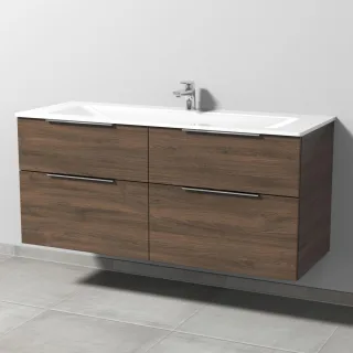 Sanipa 3way Glas-Set Glas-Waschtisch und Unterbau mit 4 Auszügen, Eiche-Arizona UM20780