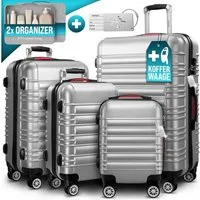 monzana Kofferset, Zwillingsrollen Zahlenschloss Waage Reisekoffer Trolley Koffer Silber