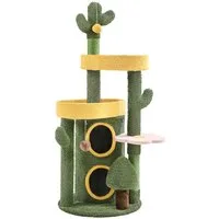 Yaheetech Kratzbaum 123 cm (H), Katzenbaum in Kaktus-Form, 2-schichtigen Katzenhöhle, Spielball