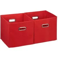relaxdays Aufbewahrungsbox Stoff 2er Set (2 St), rot