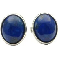Schmuck Krone Paar Ohrstecker Ohrstecker aus Lapis-Lazuli & 925 Silber, oval, Silber 925