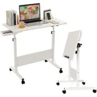 JEOBEST Computertisch Stehpult Höhenverstellbar Schreibtisch, Beistelltisch fürs Sofa, (Laptoptisch, 1-St) 180° Drehbaren Tischplatte, 4 Mobiler Rollen