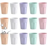 Engelland Becher Kunststoffbecher in modernen Pastellfarben, 250 ml, Mehrweg, 15-tlg., Kunststoff, spülmaschinengeeignet, bruchfest, wiederverwendbar, 250 ml, 0,25 Liter